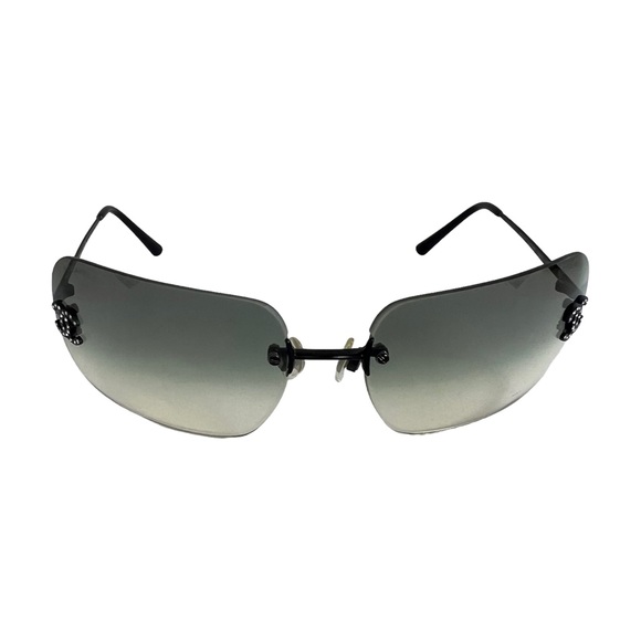 Chanel CC Rhinestone Logo Rimless Sunglasses - Picture 2 of 12